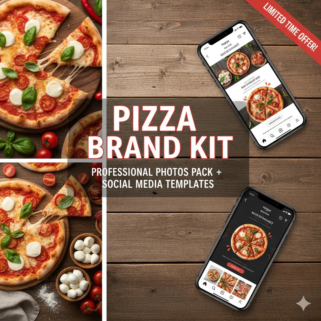 Premium Brand Kit PIZZA, Photos Pack + Templates for Social Media Templates Food